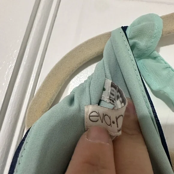 Eva Mendes Blue and Teal Striped Maxi Dress - Picture 7 of 8